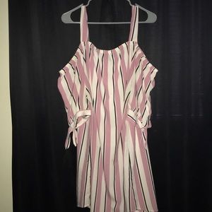 Plus Size Pink and White w/ Black Striped Dress